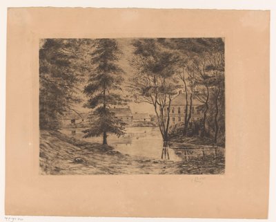 Vista del castillo de Ghlin de Ch. Perrin (signed by artist)