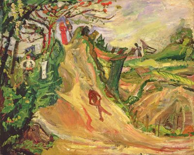 Colina con un hombre en el camino de Chaim Soutine