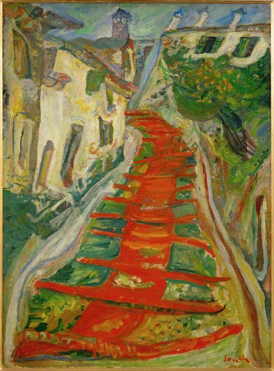 Escalera roja en Cagnes (pintura sobre lienzo) de Chaim Soutine