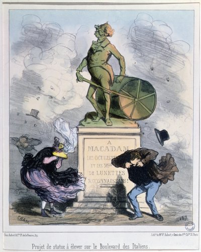 Proyecto para erigir una estatua en honor a Macadam en el Boulevard des Italiens, París de Amédée de Noé
