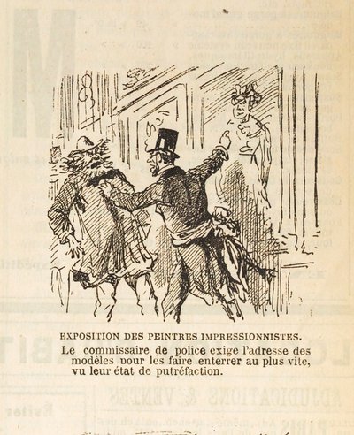 El comisario de policía exige la dirección de los modelos para enterrarlos..., 1877 de Cham