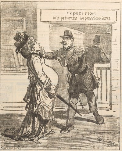 Madame, no es aconsejable entrar!. Le Charivari, 16 de abril de 1877 de Cham