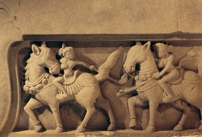 Relieve de jugadores de polo, estilo My Son de Cham School