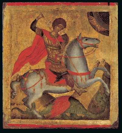 Icono de San Jorge a Caballo, Matando al Dragón de Chanter Angelos Akotandos