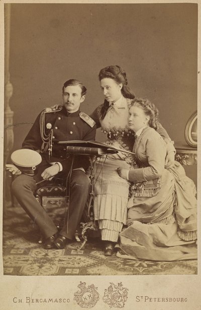 Alexandra Iosifovna de Rusia (llamada Princesa Alexandra de Sajonia Altenburg), Nicolás Constantinovich de Rusia y Vera Constantinovna de Rusia - Gran Duquesa Alexandra Iosifovna, Gran Duque Nicolás Constantinovich y Gran Duquesa Vera Constantinovna de Charles Bergamasco