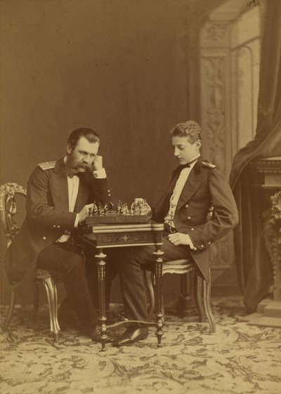 Constantin Nikolaievitch de Russie et Constantin Constantinovitch de Russie - Gran Duque Konstantin Nikolaevich de Rusia (1827-1892) y Gran Duque Constantinovich de Rusia (1858-1915), por Bergamasco, Charles (Karl) (1830-1896). Foto del álbum de Charles Bergamasco