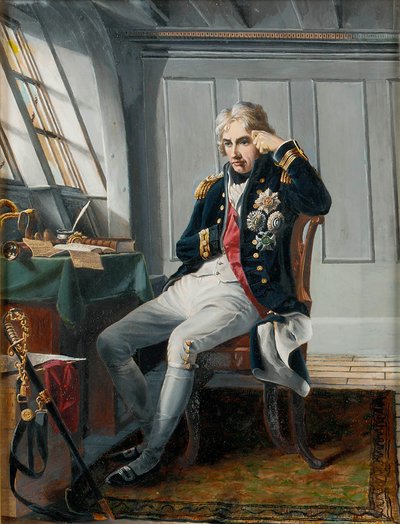 Vizconde Horatio Nelson (1758-1805), antes de la batalla de Trafalgar, 21 de octubre de 1805, c.1854 (óleo sobre lienzo) de Charles (after) Lucy