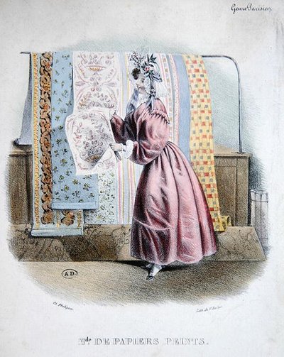 Vendedor de papel tapiz, c.1840 de Charles (after) Philipon