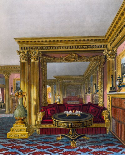 Salón dorado, grabado de William James Bennett, basado en diseño de Charles Wild, de La Historia de las Residencias Reales de Charles (after) Wild
