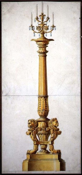Diseño para un candelabro neoclásico, c.1820 de Charles (attr. to) Percier