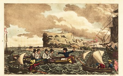 Guardiamarina Newcome transferido en bote al HMS Vanguard cerca de Gibraltar de Charles (c.1797 1850) (after) Williams