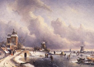 Un paisaje de invierno de Charles (circle of) Leickert
