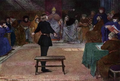 Juana de Arco: El Juicio (litografía en color) de Charles A. Buchel