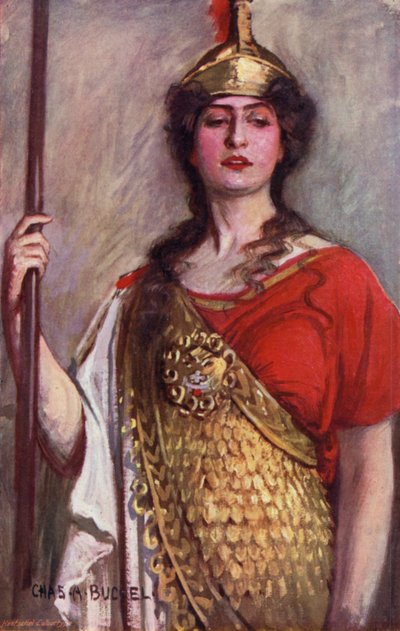 Pallas Athene, Miss Constance Collier (litografía en color) de Charles A. Buchel