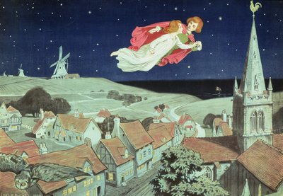 Cartel que anuncia la primera producción de "Peter Pan" de J.M. Barrie, Teatro del Duque de York, 27 de diciembre de 1904 (litografía en color) de Charles A. Buchel