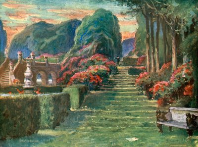 Noche de Reyes: El jardín de Olivia, por el Sr. Hawes Craven (litografía en color) de Charles A. Buchel