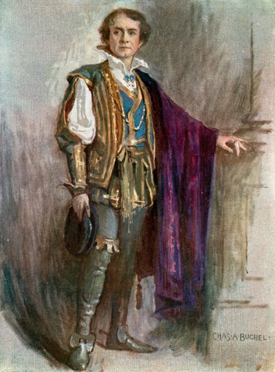 Noche de Reyes: Orsino, Sr. Robert Taber (litografía en color) de Charles A. Buchel