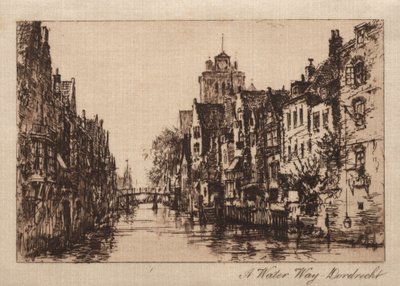 Una vía fluvial, Dordrecht, 1885 de Charles A. Vanderhoof