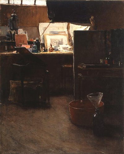 Un rincón en el estudio de un grabador de Charles Adams Platt