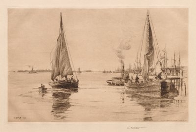 Dos balandros en el East River de Charles Adams Platt