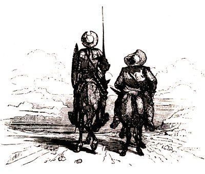 Don Quijote en su caballo, junto a Sancho en su burro de Charles Albert d