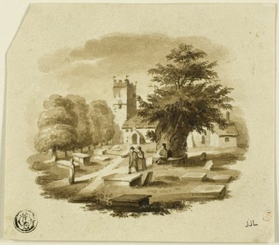 Figuras en el cementerio cerca de la iglesia de Charles Alfred Stothard