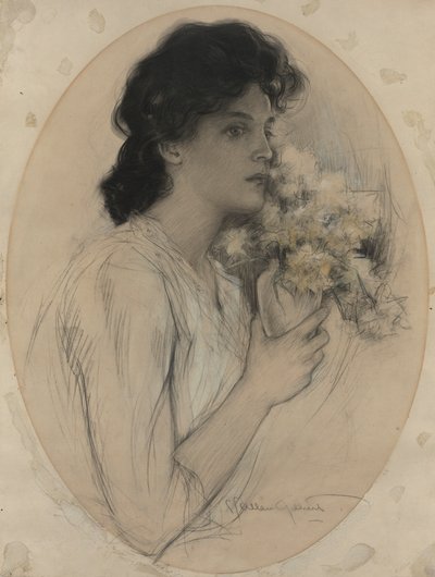 niña con flores de Charles Allan Gilbert