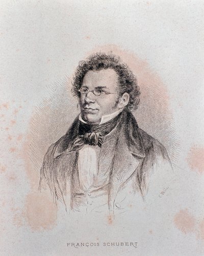 Retrato de Franz Schubert (grabado) de Charles Alphonse Deblois