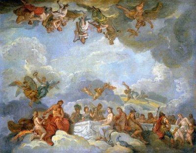 La introducción de Ganímedes en el Olimpo - boceto al óleo de Charles Amedee Philippe van Loo