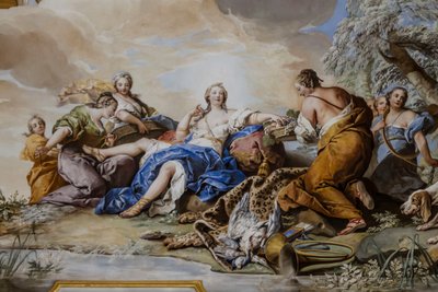 Descanso de Diana entre ninfas, de Charles-Andre van Loo (1705-1765), fresco de Charles André van Loo