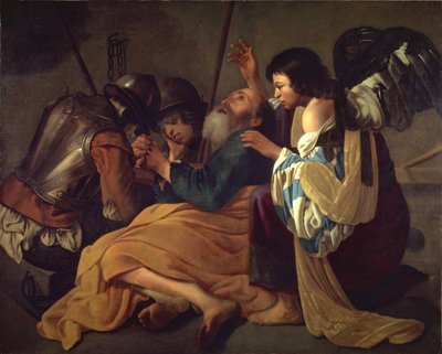 "La liberación de San Pedro" Pintura de Hendrick Terbrugghen (ter Brugghen) (1588-1629) Museo Nacional de Arte Occidental, Tokio Japón de Charles Andrew Dyce