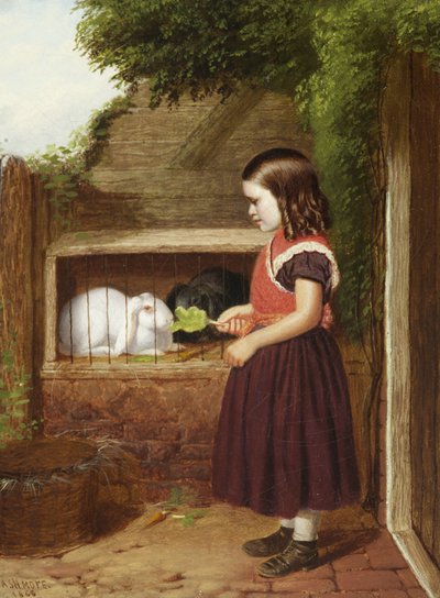 Alimentando a los conejos, 1868 de Charles Ashmore