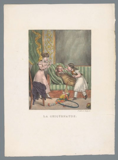Chica le da a un niño pequeño un chasquido en la mejilla La chicnaude (título sobre objeto) Juego de niños y travesuras (título de la serie) Les jeux de l