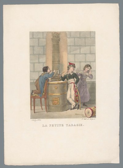 Dos niños experimentan con el tabaco La petite tabagie (título sobre objeto) Juego de niños y travesuras (título de la serie) Les jeux de l