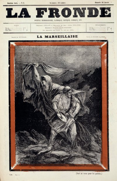 La marsellesa, dibujo aparecido en el periódico La Fronde. Grabado por Charles Auguste Dit Montbard Loye de Charles Auguste Loye