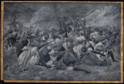 La derrota del ejército egipcio bajo Hicks Pasha por las fuerzas del Mahdi Muhammad Ahmad en El Obeid, 5 de noviembre de 1883 de Charles Auguste Loye