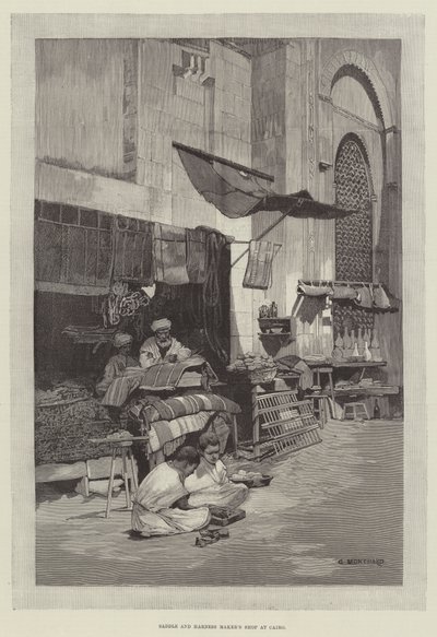 Tienda de sillas de montar y arneses en El Cairo de Charles Auguste Loye