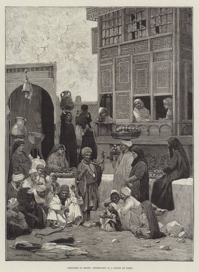 Bocetos en Egipto, Patio de una Casa en El Cairo de Charles Auguste Loye