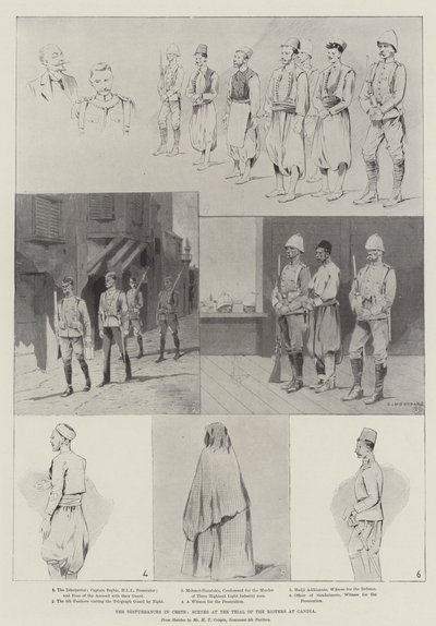 Los disturbios en Creta, escenas en el juicio de los alborotadores en Candia de Charles Auguste Loye