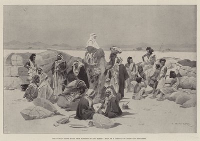 La Ruta Comercial Nubia de Korosko a Abu Hamed, Parada de una Caravana de Árabes y Bishareen de Charles Auguste Loye