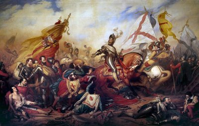 Guerras de religión: Enrique IV de Francia en la Batalla de Ivry de Charles Auguste Steuben
