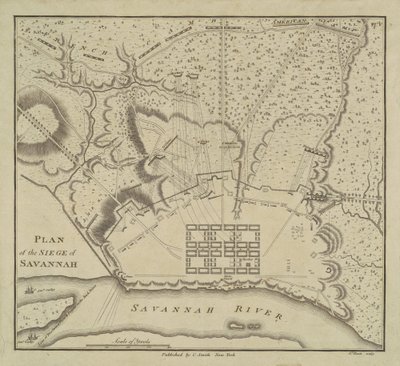 Plano del sitio de Savannah, 1796 de Charles Balthazar Julien Févret de Saint Mémin