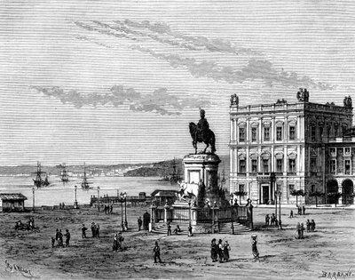 Plaza del Comercio, Lisboa, Portugal, siglo XIX de Charles Barbant