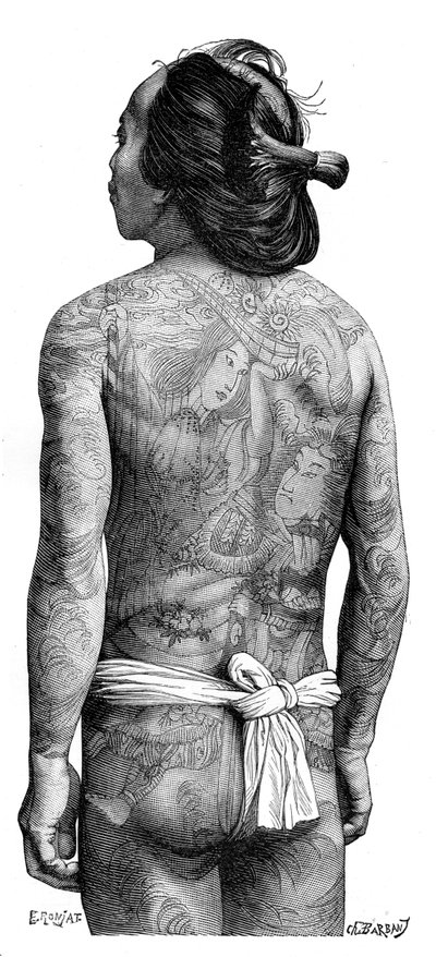 Hombre japonés con la espalda tatuada, 1895 de Charles Barbant