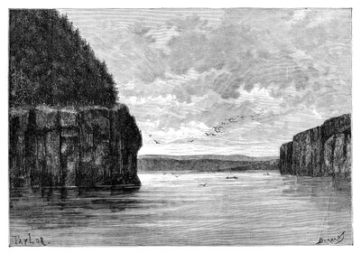 El río Angara, debajo de los rápidos de Padunskiy, Siberia, Rusia, 1895 de Charles Barbant