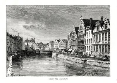 El muelle del maíz, Gante, Flandes, Bélgica, 1879 de Charles Barbant