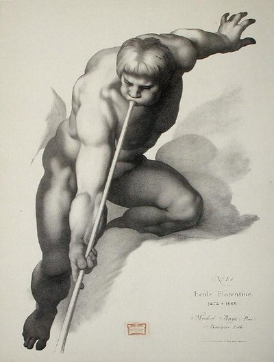 Ángel tocando la trompeta, lámina 1 de Cours de Dessin Volumen II: 