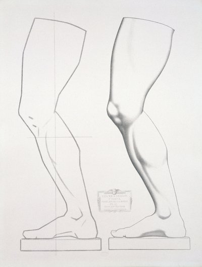 Pierna de Germánico, lámina 25 de Cours du Dessin Volumen I: Modelos según la escultura, c.1868 de Charles Bargue