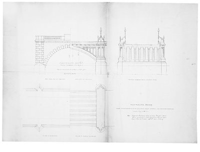 Diseño y elevación para el Puente de Westminster de Charles Barry