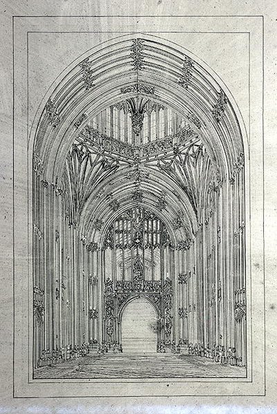 Entrada a la Casa de los Lores, de una carpeta de dibujos del Nuevo Palacio de Westminster de Charles Barry